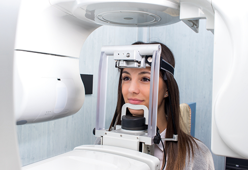 Woman having digital scans of her teeth and jaws taken