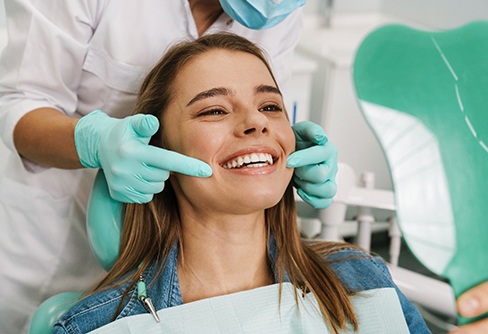 Woman smiling at the dentist