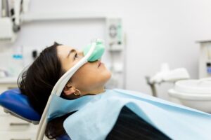 Woman getting laughing gas